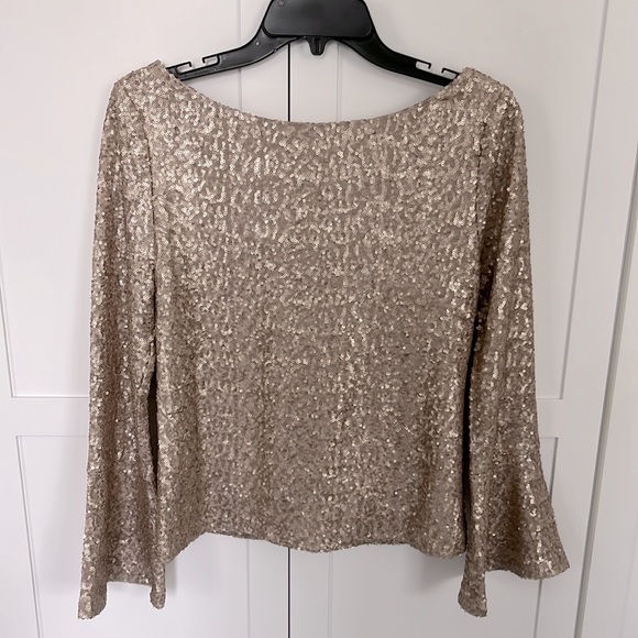 BB DAKOTA $88 Kira Kira Sequin Women’s Top Champagne Size M NWT - Picture 3 of 4
